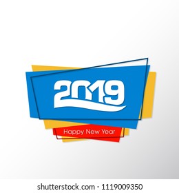 Happy new year 2019 Text Design vector.