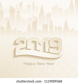 Happy new year 2019 Text Design vector.