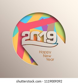 Happy new year 2019 Text Design vector.