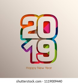 Happy new year 2019 Text Design vector.