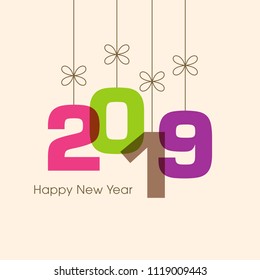 Happy new year 2019 Text Design vector.