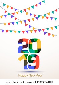 Happy new year 2019 Text Design vector.