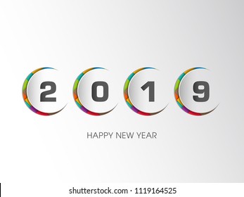 Happy new year 2019 Text Design vector.