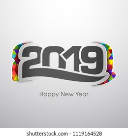 Happy new year 2019 Text Design vector.