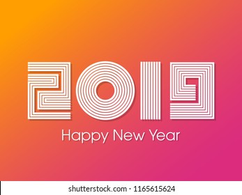 Happy new year 2019 Text Design vector.