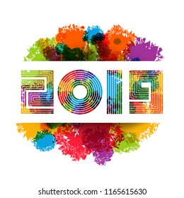 Happy new year 2019 Text Design vector.