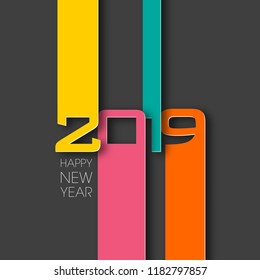Happy new year 2019 Text Design vector.