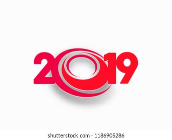 Happy New Year 2019 Text Design  Patter, Vector illustration.