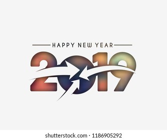 Happy New Year 2019 Text Design  Patter, Vector illustration.