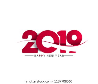 Happy New Year 2019 Text Design  Patter, Vector illustration.