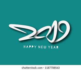 Happy New Year 2019 Text Design  Patter, Vector illustration.