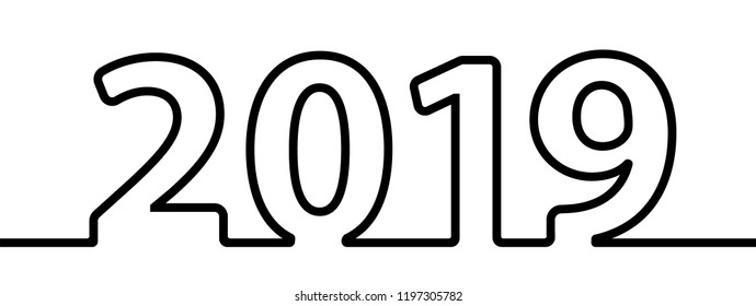 Happy New Year 2019 Text Design Patter, Vector illustration.