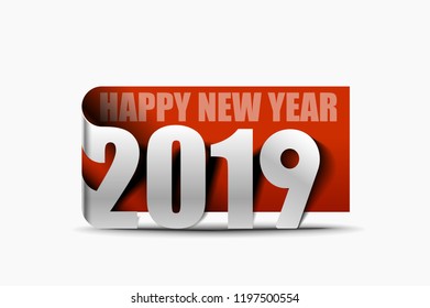 Happy New Year 2019 Text Design  Patter, Vector illustration.