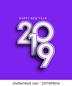 Happy New Year 2019 Text Design  Patter, Vector illustration.