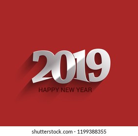 Happy New Year 2019 Text Design  Patter, Vector illustration.
