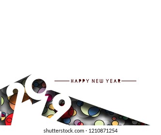 Happy New Year 2019 Text Design  Patter, Vector illustration.