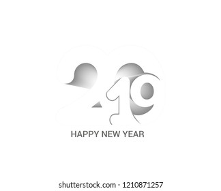 Happy New Year 2019 Text Design  Patter, Vector illustration.