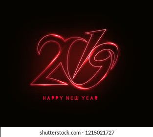 Happy New Year 2019 Text Design  Patter, Vector illustration.