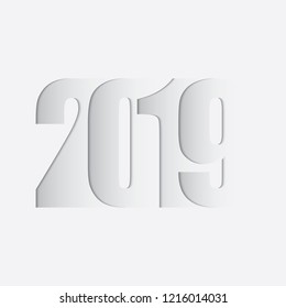 Happy New Year. 2019 text. Design for greeting cards, calendars, brochures