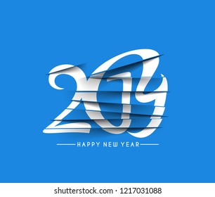 Happy New Year 2019 Text Design  Patter, Vector illustration.
