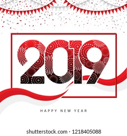 Happy new year 2019. Text Design Vector illustration