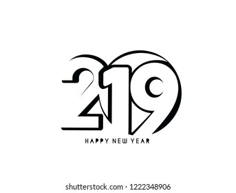 Happy New Year 2019 Text Design Patter, Vector illustration.