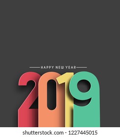 Happy New Year 2019 Text Peel off Paper Design  Pattern, Vector illustration.