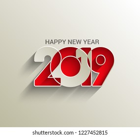 Happy New Year 2019 Text Design Patter, Vector illustration.