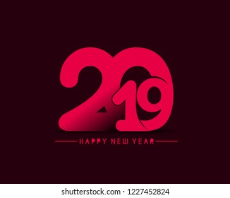 Happy New Year 2019 Text Design Patter, Vector illustration.