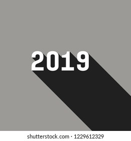 Happy new year 2019 Text Design vector.
 with long shadow
