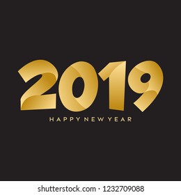 Happy New Year 2019 Text Design Vector Template