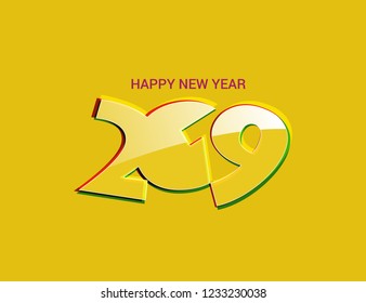 Happy New Year 2019 Text Design Pattern, Vector illustration.