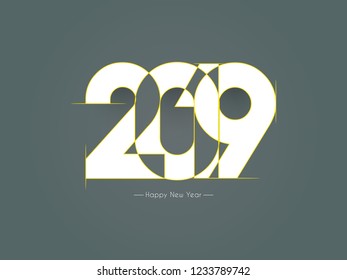 Happy new year 2019 text design elements for new year celebration cards, holidays, decorations & party flyers. Vector Illustration background card for happy new year 2019.  Colorful 2019 text .