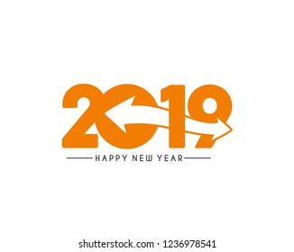 Happy New Year 2019 Text Design Patter, Vector illustra