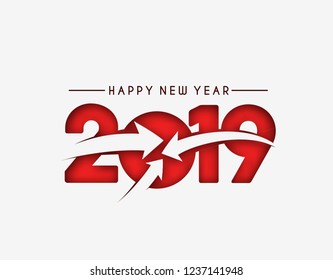 Happy New Year 2019 Text Design Patter, Vector illustration.