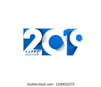 Happy New Year 2019 Text Design  Patter, Vector illustration.