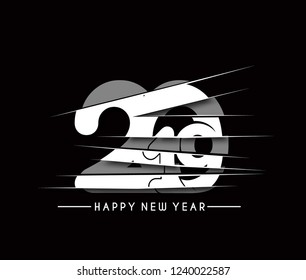 Happy New Year 2019 Text Design  Patter, Vector illustration.