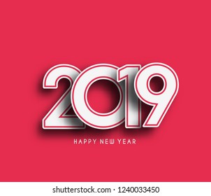 Happy New Year 2019 Text Design  Patter, Vector illustration.