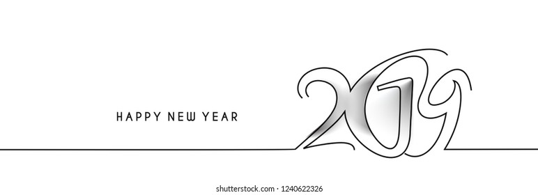 Happy New Year 2019 Text Design  Patter, Vector illustration.