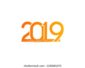 Happy new year 2019 text design elements for new year celebration cards, holidays, decorations & party flyers. Vector Illustration background card for happy new year 2019. 
