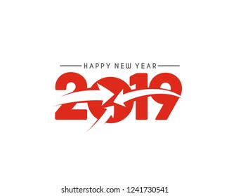 Happy New Year 2019 Text Design  Patter, Vector illustration.