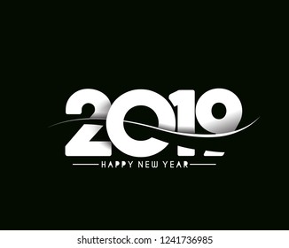 Happy New Year 2019 Text Design  Patter, Vector illustration.