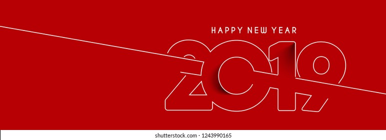 Happy New Year 2019 Text Design Patter, Vector illustration.