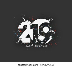 Happy New Year 2019 Text Design Patter, Vector illustration.