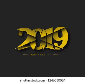 Happy New Year 2019 text design, Vector 