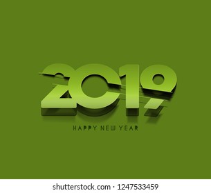 Happy New Year 2019 Text Cut Paper Design  Patter, Vector illustration.