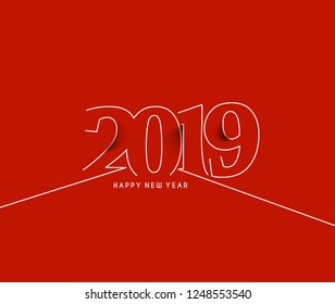 Happy New Year 2019 Text Design  Patter, Vector illustration.