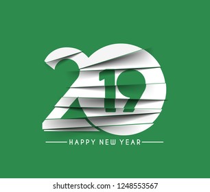 Happy New Year 2019 Text Design  Patter, Vector illustration.