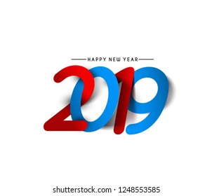 Happy New Year 2019 Text Design  Patter, Vector illustration.