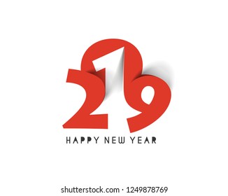 Happy New Year 2019 text design, Vector 